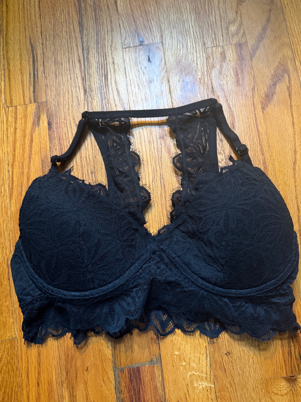 PINK Victoria's Secret Black Lace Racerback Bralette